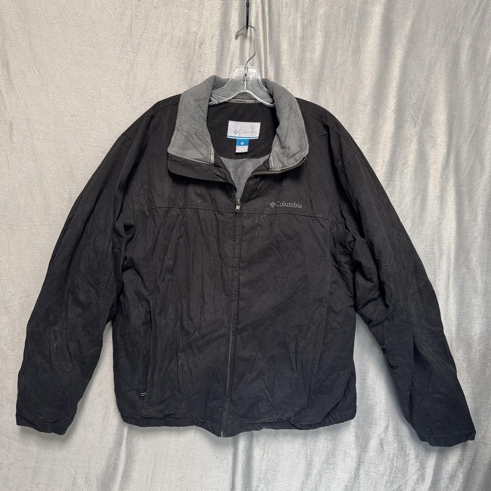 Columbia Black Windbreaker Jacket with Gray Collar